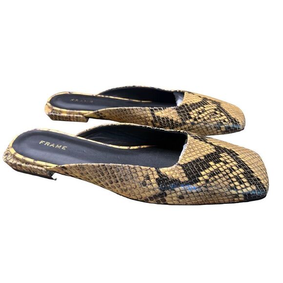 Frame Snakeskin Embossed Flat Slide Leather Mule NWOB Size 37 1/2/ 7 1/2 - Picture 5 of 7